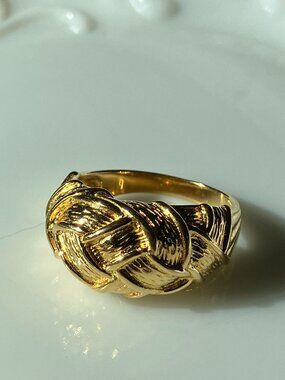 vintage braided gold-plated sterling silver ring sz 9